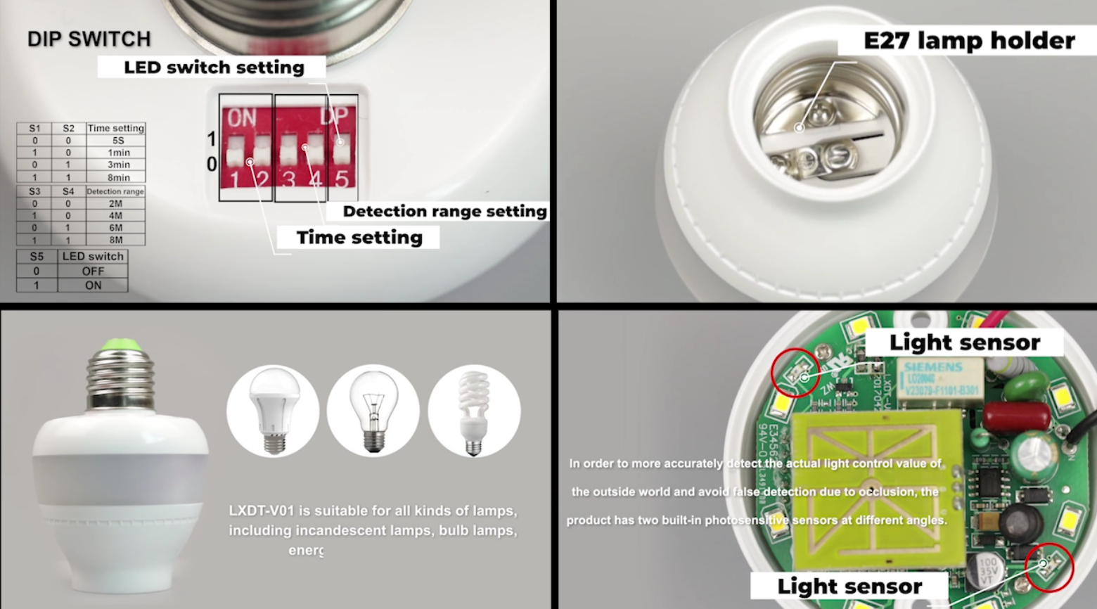 Intelligent microwave induction lamp holder, innovative design leads the future of lighting
