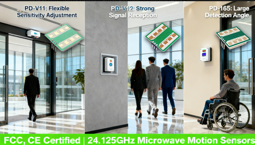 Three 24.125GHz Microwave Motion Sensors — Precisely Matching Diverse Smart Scenarios