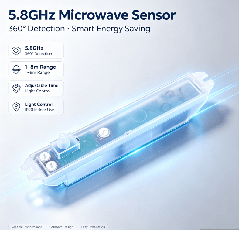 PD-MV1020 5.8GHz Microwave Sensor | Hidden Install, Less False Triggers for Lighting